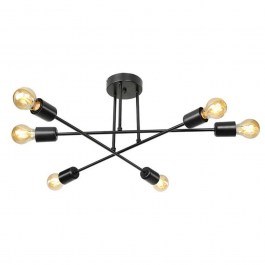 Ceiling Lamp PWL-1122 D61x25cm 6xΕ27 Black BLACK
