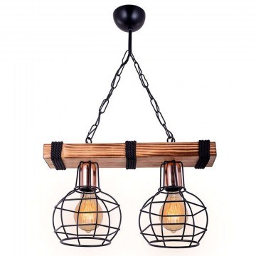 Ceiling Lamp - Rail PWL-1033 40x15x60cm 2xΕ27 Walnut-Black