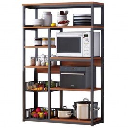 Rack Leena 072-000040 80x30x142cm Walnut-Black WALNUT-BLACK