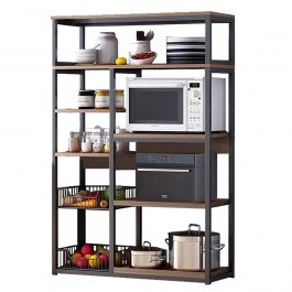 Rack Leena 072-000055 80x30x142cm Dark Walnut-Black WALNUT-BLACK