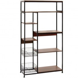 Rack Leena 072-000060 80x30x142cm Dark Oak-Black DARK OAK-BLACK