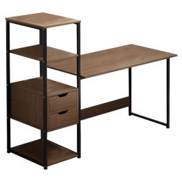 Desk Mood Με Ραφιέρα 072-000070 107x40x110cm Walnut-Black WALNUT