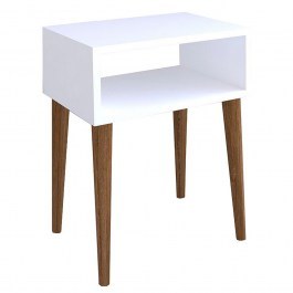 Bedside Table Hank 197-000125 45x30x60cm White-Walnut WALNUT-WHITE