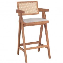 Σκαμπό Μπαρ Με Μπράτσα Winslow 247-000009 51,5x53,6x100cm Walnut-Grey WALNUT