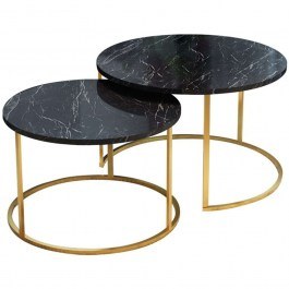Ζιγκόν Solme (Σετ 2Τμχ) 321-000072 75x75x45/60x60x40cm Marble Effect Black-Gold BLACK-GOLD