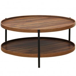 Coffee Table Portogie 260-000018 D80x40cm Walnut-Black WALNUT-BLACK