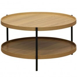 Coffee Table Portogie 260-000019 D80x40cm Natural-Black NATURAL-BLACK