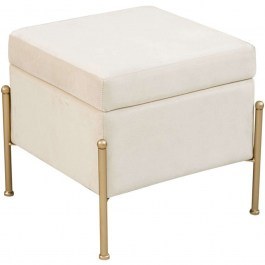 Stool With Storage Space Panton 257-000017 40x40x36,5cm Cream-Gold CREAM