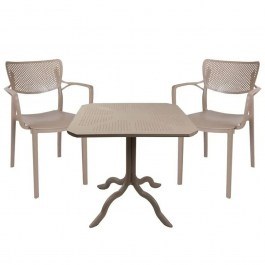Dinning Set Groovy-Frontline (Set 3Pcs) 253-000097 80x80x74,5cm Cappuccino CAPPUCCINO