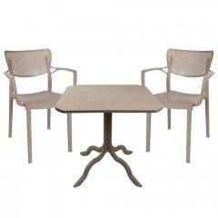 Dinning Set Groovy-Frontline (Set 3Pcs) 253-000097 80x80x74,5cm Cappuccino