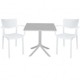 Dinning Set Groovy-Frontline (Set 3Pcs) 253-000108 80x80x74,5cm White WHITE
