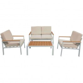 Garden Lounge Fashionable (Set 4Pcs) 152-000059 100x58x35/64x72,3x67/118x72,3x67cm Beige-White BEIGE-WHITE