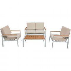 Garden Lounge Fashionable (Set 4Pcs) 152-000059 100x58x35/64x72,3x67/118x72,3x67cm Beige-White
