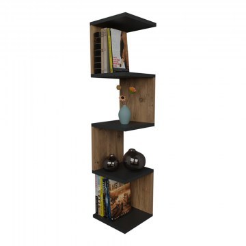 Wall Shelf Zigzag 25x25x109cm Anthracite-Oak