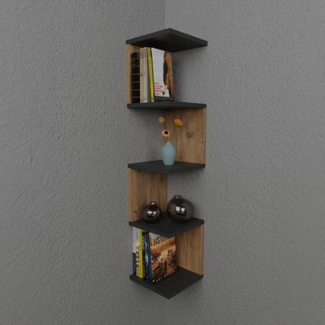 Wall Shelf Zigzag 25x25x109cm Anthracite-Oak