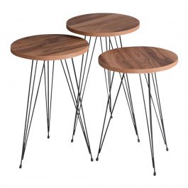 Side Tables Wakmi 321-000070 (Set 3Pcs) 33x33x55/33x33x52/33x33x48cm Natural-Black NATURAL-BLACK