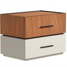 Bedside Table Sonlen 072-000105 60x40x44,5cm Walnut-Beige WALNUT-BEIGE