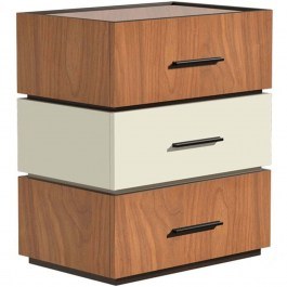 Bedside Table Sonlen 072-000106 60x40x66cm Walnut-Beige WALNUT