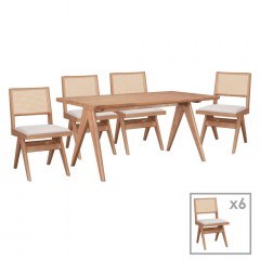 Dining Winslow 247-000020 (Set 7Pcs) 160x85x75cm Light Walnut