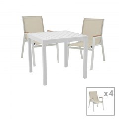 Garden Dining Table Azelie-Kliton Ι 288-000011 (Set 5Pcs) White-Light Grey
