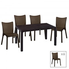 Garden Dining Table Explore-Confident 253-000048 (Set 7Pcs) Coffee
