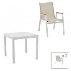 Τραπεζαρία Κήπου Kliton-Azelie 288-000013 (Σετ 3Τμχ) White-Beige