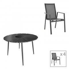 Garden Dining Table Pinap-Dashiell 152-000099 (Set 5Pcs) Black