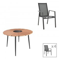 Τραπεζαρία Κήπου Pinap-Dashiell 152-000100 (Σετ 5Τμχ) Black-Natural