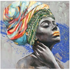 Canvas Painting Africana 296-000047 100x3x100cm Multi Inart