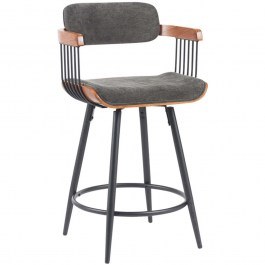 Bar Stool Cameo 332-000030 53x50x93cm Anthracite-Walnut ANTHRACITE