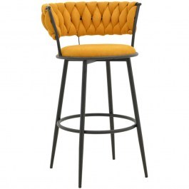 Bar Stool Alkia I 029-000383 50x56x95cm Yellow-Black YELLOW