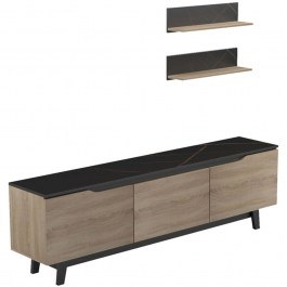 TV Composition Kasia 230-000077 180x35x48,5cm Marble Effect Black-Sonoma SONOMA-BLACK