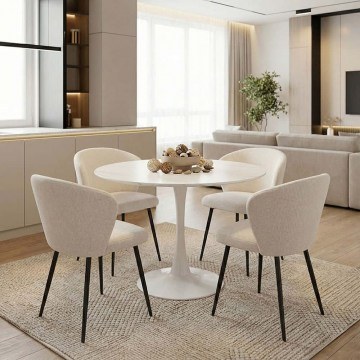 Table Balou 029-000372 D100x73cm Marble Effect White