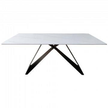 Table Mapele 390-000021 180x90x75cm Marble Effect White-Black