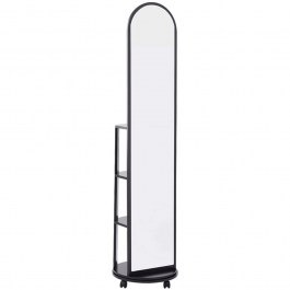 Floor Mirror Wheeled With Shelves Espero 384-000013 D34x170cm Black BLACK