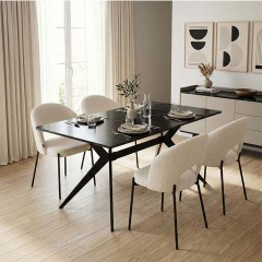 Τραπεζαρία Masebo-Ezali (Σετ 5Τμχ) 200-001554 140x80x75cm White-Black