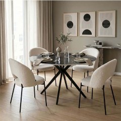 Dinning Set Masebo-Orbital (Set 5Pcs) 200-001557 D120x76cm White-Black