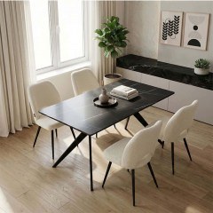 Dinning Set Renish-Ezali (Set 5Pcs) 200-001555 140x80x75cm White-Black