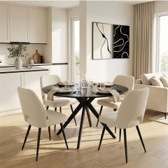 Dinning Set Renish-Orbital (Set 5Pcs) 200-001558 D120x76cm White-Black