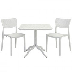 Τραπεζαρία Κήπου Icon Ignite (Σετ 3Τμχ) 253-000106 80x80x74,5cm White