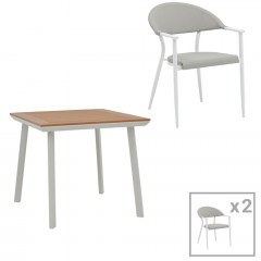 Τραπεζαρία Κήπου Synergy Pino (Σετ 3Τμχ) 200-000949 80x80x74cm White-Natural