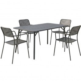 Τραπεζαρία Κήπου Moraja Federal (Σετ 5Τμχ) 200-001681 140x80x72cm Black BLACK