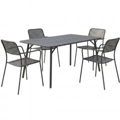 Τραπεζαρία Κήπου Moraja Federal (Σετ 5Τμχ) 200-001681 140x80x72cm Black