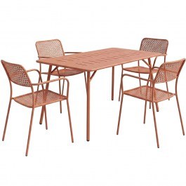 Τραπεζαρία Κήπου Moraja Federal (Σετ 5Τμχ) 200-001687 140x80x72cm Terracotta TERRACOTTA