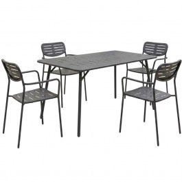 Τραπεζαρία Κήπου Moraja Deraby (Σετ 5Τμχ) 200-001680 140x80x72cm Black BLACK