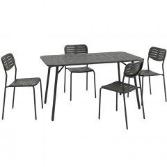 Τραπεζαρία Κήπου Moraja Deraby Ι (Σετ 5Τμχ) 200-001682 140x80x72cm Black