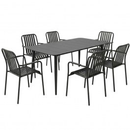 Garden Dining Set Heven Vista (Set 7Pcs) 200-001602 150x80x72cm Black BLACK