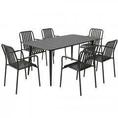 Garden Dining Set Heven Vista (Set 7Pcs) 200-001602 150x80x72cm Black