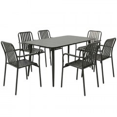 Garden Dining Set Heven Vista (Set 7Pcs) 200-001600 120x70x72cm Black