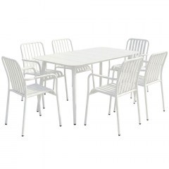 Garden Dining Set Heven Vista (Set 7Pcs) 200-001606 120x70x72cm White